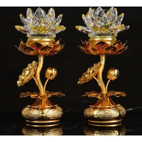 A PAIR 2PCS high grade Buddhism worship lotus flower LED lamp HOME Temple shrine enshrine Guanyin buddha Bless safety health