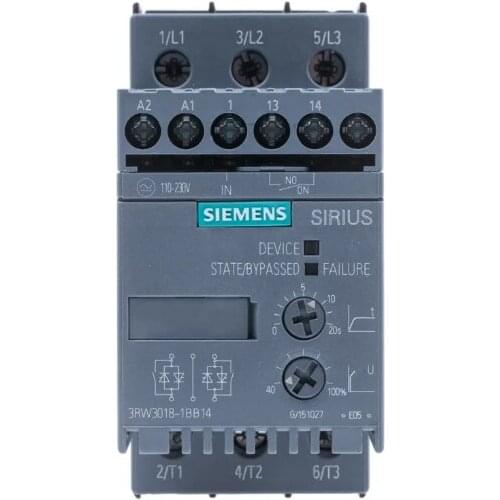 3RW3018-1BB14 3RW30181BB14 Soft Starter - 17.6 A Current Rating, 3RW30 Series, 7.5 kW Power Rating