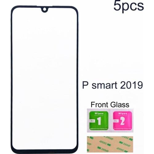 5Pcs For Huawei P smart 2019 Front Glass Panel (No touch Screen) Outer Glass Cover Assembly Parts