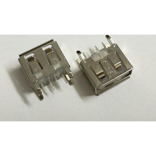 50Pcs/lot A Type Flat Angle (180 Degree) Female USB PCB Connector Socket, USB Jack Plug usb 2.0 jack