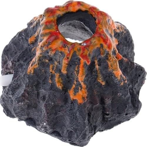 Fish Tank Ornament Decor Aquarium Volcano Shape & Air Bubble Stone Oxygen Pump 6.5*5cm