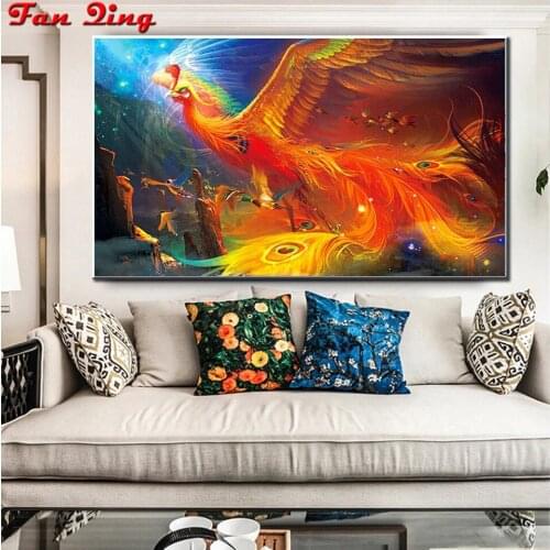 Diy Diamond Painting Phoenix In Chinese Mythology Pictures Cross Stitch Full Round / Square Mosaic 5D Rhinestone Embroidery