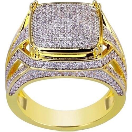 BAOSHINA Business Style Geometry Zircon Crystal Ring for Men Party Wedding Male Rings Jewelry Hand Accessories Size 7-14