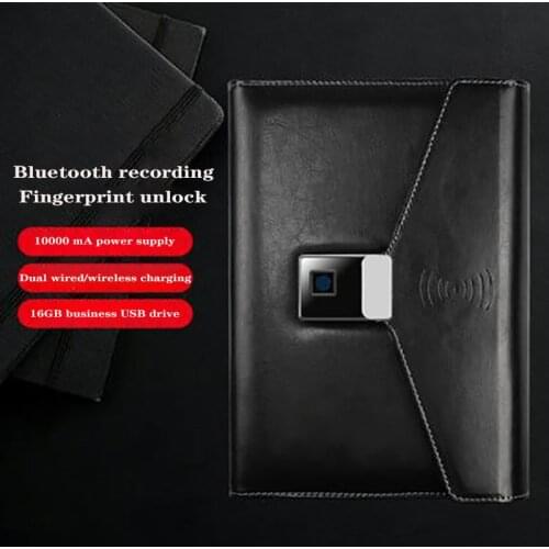 A5 Password Book Multi-Function Fingerprint Lock Notebook Bluetooth Recording Wireless Charging U Disk Business Gift Box Office