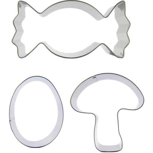 Big Candy, Egg, Mushroom shaped 3 piece biscuit cutting molds, baking tools, cake decorating soft candy tools