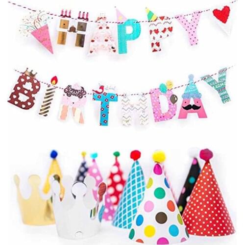 Happy Birthday Party Paper banner Garland boy girl first 1 2 3 4 5 6 7 8 9 10 Years old birthday baby shower decoration favor