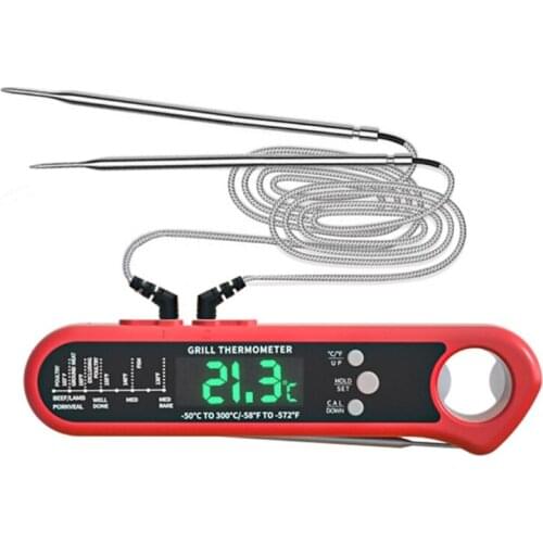 2021 New Kitchen Digital Thermometer with Foldable Long Probe Remote Range Cooking Food Temperature Measuring Gauge for Grilling