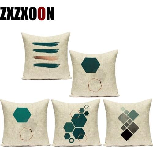 Decorative Throw Pillows Case Farmhouse Home Decor Green Special Geometric Polyester Cushion Cover for Sofa Car Pillowcase