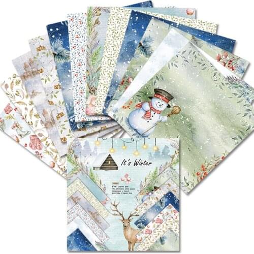 6' 12 Sheet Its Winter Christmas Scrapbook Origami Background Paper DIY Photo Album Card Making Home Deco Gift Arts Crafts