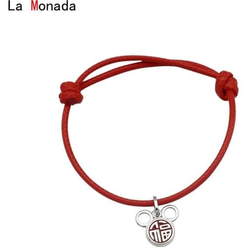 La Monada 925 Sterling Silver Zodiac Mouse Rat Red Rope Bracelets Red Thread Line String Jewelry Bracelets For Women Gold