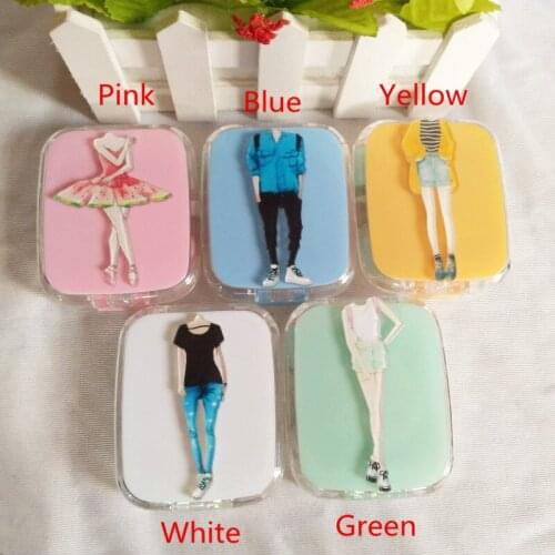 LIUSVENTINA DIY Acrylic Cute Fashion Men and Women Contact Lens Case with Mirror Box Container for Color Lenses Gift for Girls