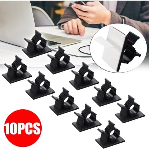 Mayitr 10pcs Adhesive Fixing Clamp Portable Cord Management Wire Holder Durable Cable Organizer Fasteners