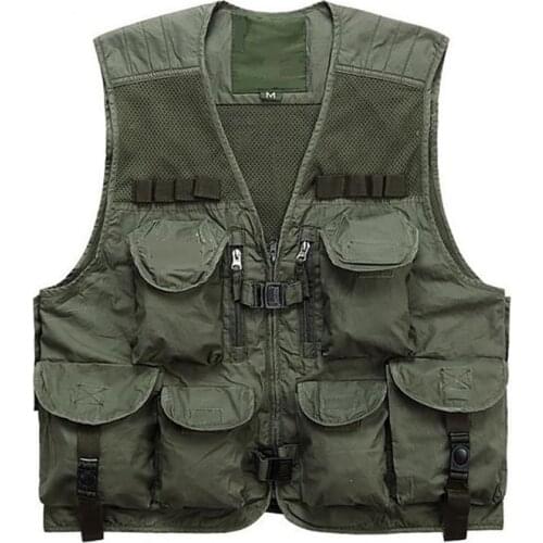 Pure Cotton Unloading Tactical Mens Vest Multi Pocket Coat Outdoor Photographer Hiking Waistcoat Mesh Worker Sleeveless Jackets