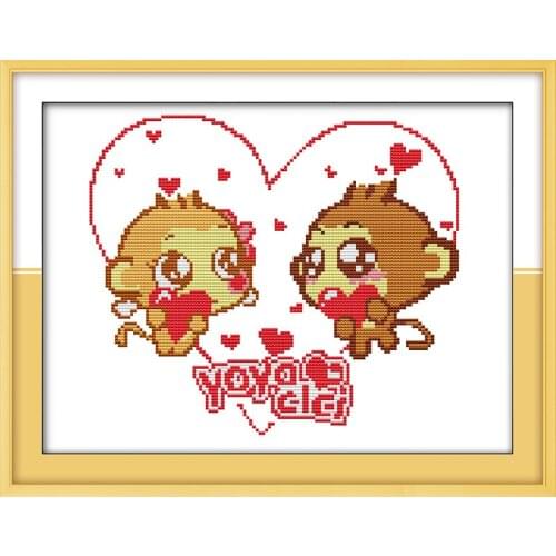 Little monkeys cross stitch kit cartoon 14ct 11ct count print canvas stitching embroidery DIY handmade needlework