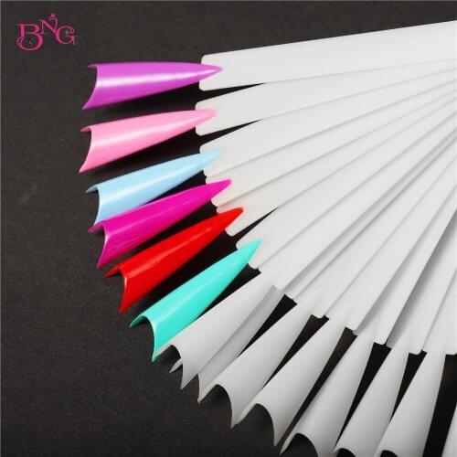40/50pcs False Nail Tips Fake Nail Art Polish Color Card Acrylic Practice Chart Palette Buckle Ring Practice Display Tools