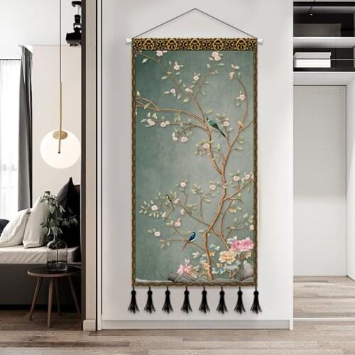 Printed Poster Wood Scroll Canvas Painting Chinese Landscape Decorative Painting Ink Art for Gift Home Wall Hanging Home Decor