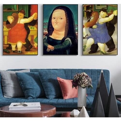 Nordic Funny Art Mona Lisa Canvas Paintings By Fernando Botero Famous Wall Art Posters And Prints Abstract Art Pictures Cuadros