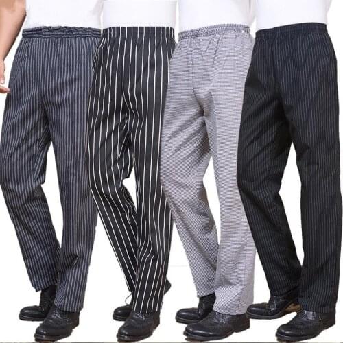 Newest Restaurant Chef Uniform for Men Pants Kitchen Trouser Chef Uniforms for man Pants Elastic Waist Bottoms Working Clothes
