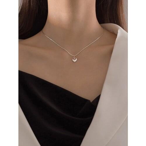 S925 sterling silver love necklace with simple ins peach heart clavicle chain for girl lover bithday gift