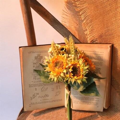 Sunflower bunch artificial flowers fake flowers wholesale silk flowers home wedding party decoration accessories