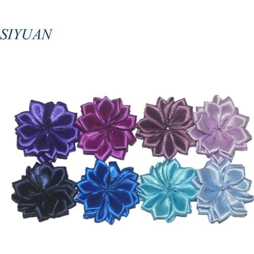 45pcs/lot 3.5cm Mini Silk Satin Flower 16 Petals Cute Petti Flower Kids Headband Hairpin Decoration Multi Colors TH241