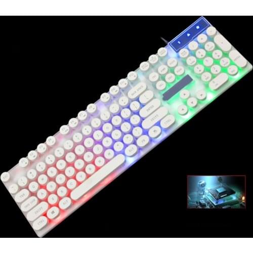 Wired Color Light Keyboard Computer Game Mechanical Keyboard Luminous Punk Electroplating Knob Round Friendship Keycap