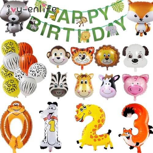 Jungle animal balloon Birthday Party Decoration Kids Zoo Safari Tiger Lion Jungle Party Decoration Farm Aluminium Foil Balloons