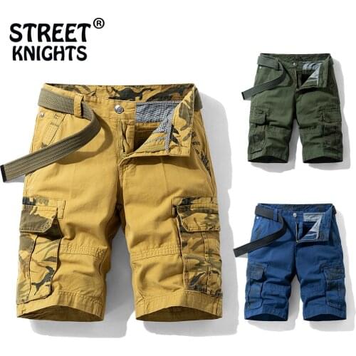 2021 Summer New Camouflage Multi-Pockets Cargo Shorts Men Khaki Jogger Military Cargo Shorts Men Cotton Casual Loose Men Shorts