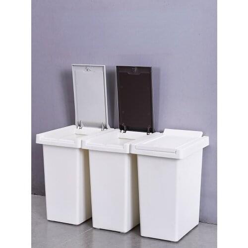 Modern Plastic Trash Bin Nordic White Rectangle Standing Trash Bin Bedroom Kitchen Rangement Cuisine Paper Basket BD50WB