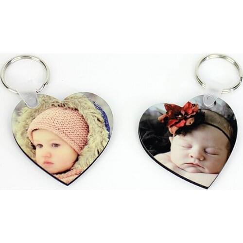 Sublimation blank key chains double heart mdf keychain hot transfer printing diy customized key ring consumables 20pcs/lot