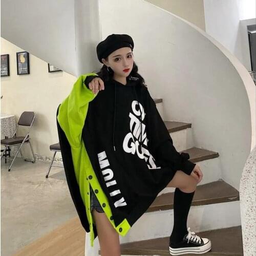 Korean Harajuku Loose Sweatshirt Women Plus Velvet Thick Hooded Sweatshirts Women Streetwear New Student Letter Print Hoodie