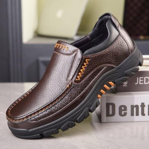 New Genuine Leather Shoes Men Size 38-46 Head Soft Leather Non-slip Driving Shoes Spring Man Business Dress Shoes