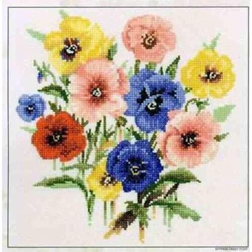 Cross stitch Handmade 14CT Counted Canvas DIY,Cross-stitch kits,Embroidery VPPP699 Bouquet-Pansy 28-29