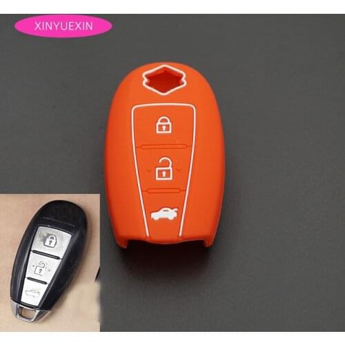 Xinyuexin Silicone Car Key Cover FOB Case For Suzuki Baleno Swift Maruti Kizashi SX4 Ciaz S-Cross 3Buttons Smart Key Car Styling