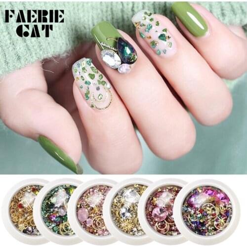 1 Box Mixed Sizes Rivet Nail Jewelry New York Storm Colorful Shining Diamond Designs DIY Tips Nail Art Decorations Gems Manicure