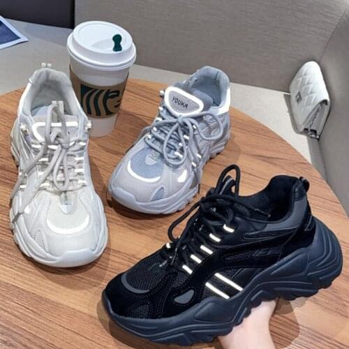 Height Increased Chunky Sneakers Women Platform Shoes New Fashion Breathable Sport 2021 Designer Sneakers Woman Basket Femme