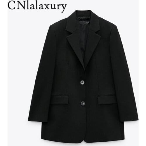 Women Fashion Office Wear Single Breasted Black Blazer Coat Vintage Long Sleeve Suit Jacket Pockets Female Outerwear Chic Tops