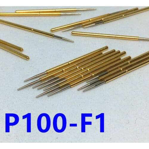 100PCS P100-F1 Phosphor Bronze Nickel-Plated Spring Test Probe Crosscut Tip Head Spring Test Probe Electrical Tool Gold Pogo Pin