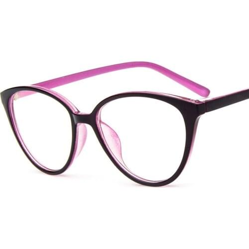 2021 Fashion Cat Eye Eyeglasses Frames For Women Vintage Transparent Spectacle Optical Frames Female Clear Lens Computer Glasses