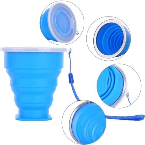 240ML Travel Cup Stainless Steel Silicone Retractable Folding cups Telescopic Collapsible Coffee Cups Outdoor Sport Water Cup