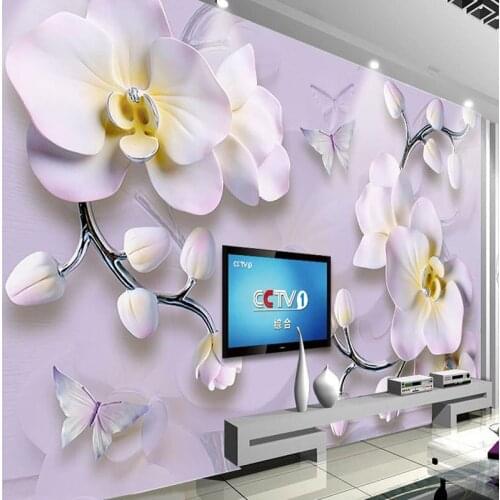 Custom 3D Wall Murals Modern Simple Stereo Relief Flowers Butterfly Wallpaper Living Room Bedroom Home Decor Papel De Parede 3 D