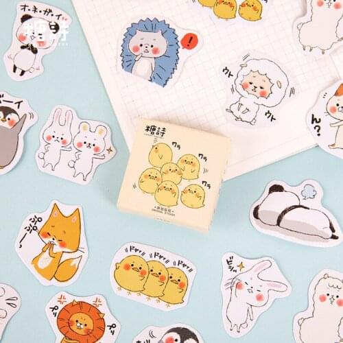 45Pcs/box Japanese Kiiroitori Sticker Scrapbooking Cute Cartoon DIY Journal Decorative Adhesive Label Seal Stationery Supplies