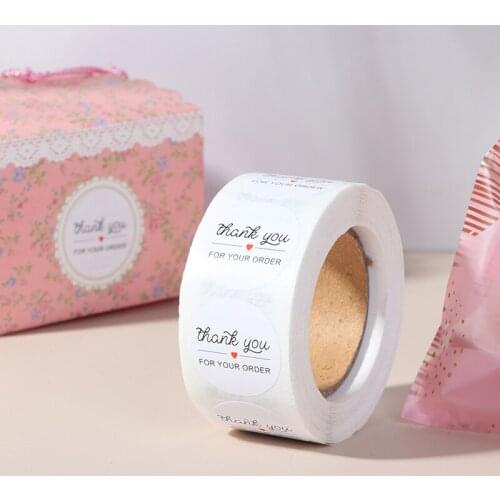 500pcs/roll 1 Inch Round Black "THANK YOU FOR YOUR ORDER " Stickers Seal Labels Scrapbooking For Package Stationery Sticker