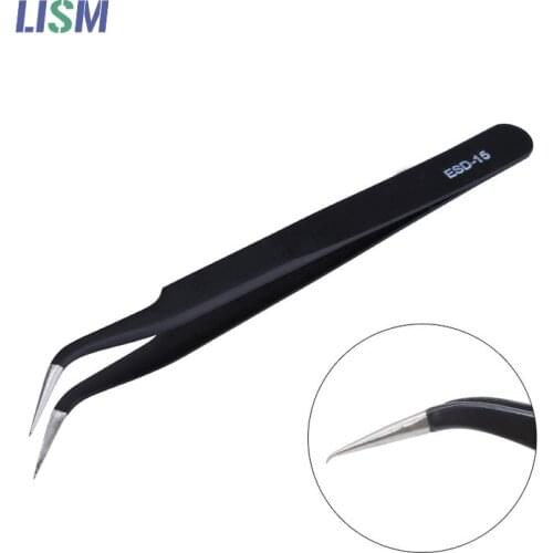 Anti-static Precision Elbow Tweezers Pinzas Pincet Stainless Steel ESD Tweezer Electronics welding Repair Tools