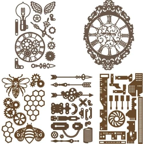 Bee Gear Wing Bow And Arrow Metal Cutting Dies Scrapbook Diary Decoration Stencil Embossing Template DIY Greeting Card New 2021