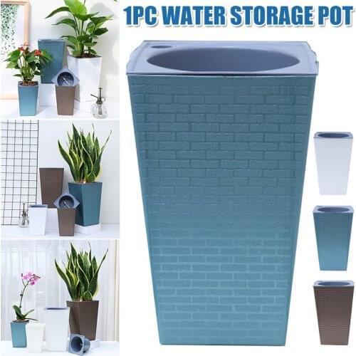 Brick Pattern Flowerpot Imitation Metal Plastic Flower Pot Square And Tall Type For Gardening Potted Plants EL