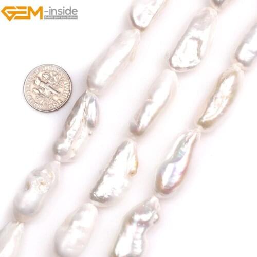 Gem-inside Natural White Purple Pink Gold Stick Point Biwa Freshwater Cultured luster Pearls Beads for Jewelry Making15'' DIY