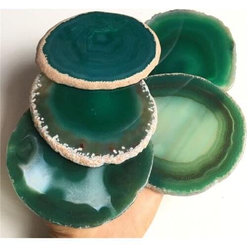 9-10cm Green Agate Slice Hand Polished Crystal Gemstone Rock Specimen Mineral