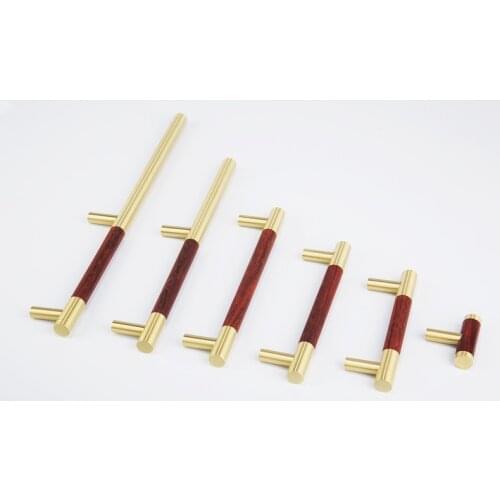 Door Handle of Drawer Cabinet Nordic Modern Minimalist Cabinet Wardrobe Handle Pure Copper Red Pear Solid Wood Brass Handle