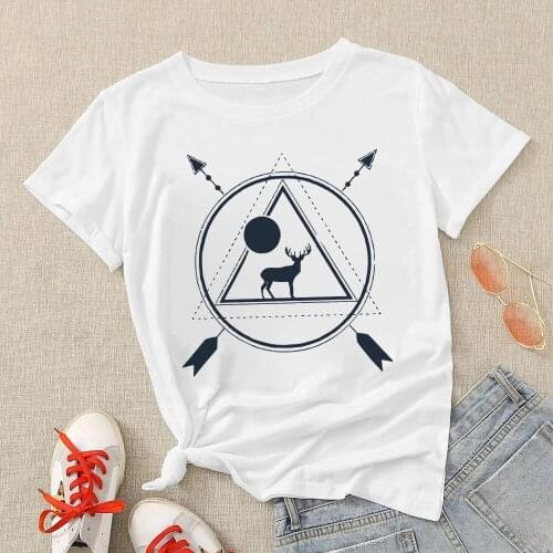 Cosmic Belief Womans T-shirt Starry Sky Animal Printed T-shirt Exquisite Versatile Streetwear Cartoon Summer Clothes Top